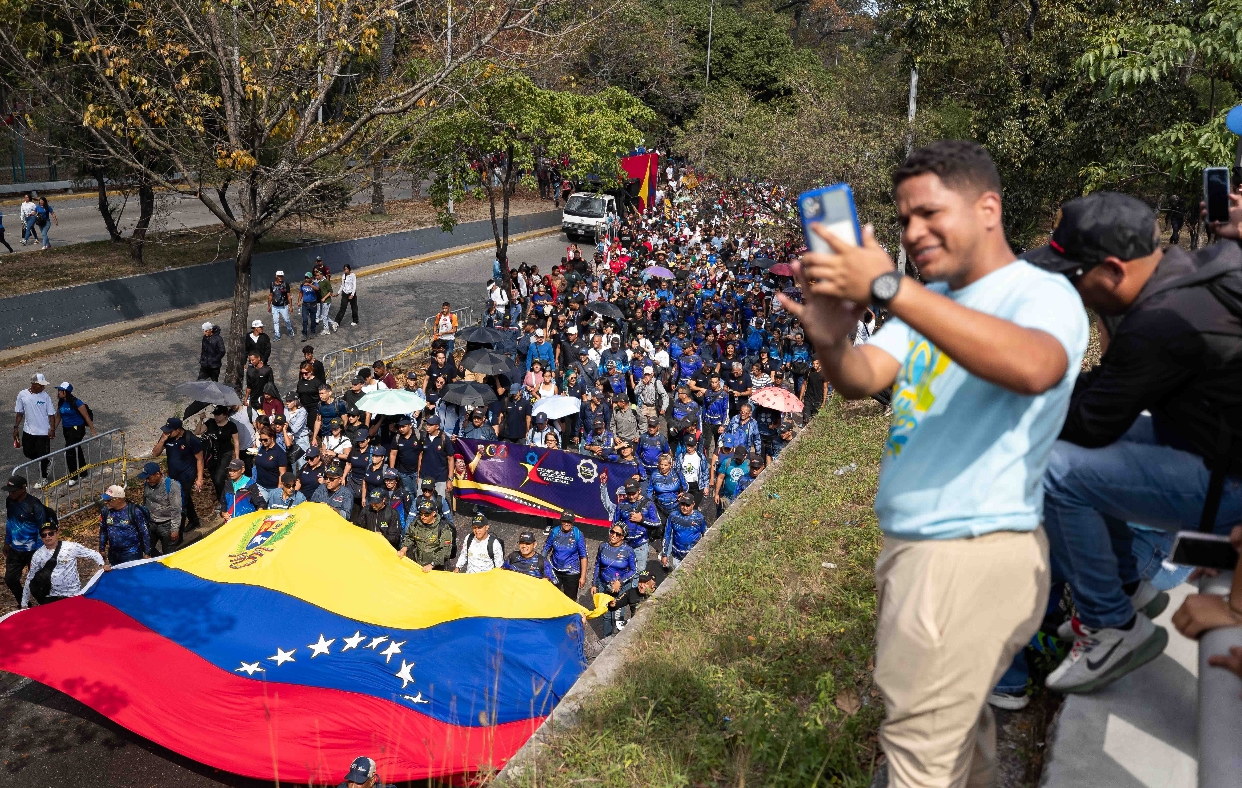 Vista parcial de la marcha convocada por jóvenes en Caracas, Venezuela. EFE
