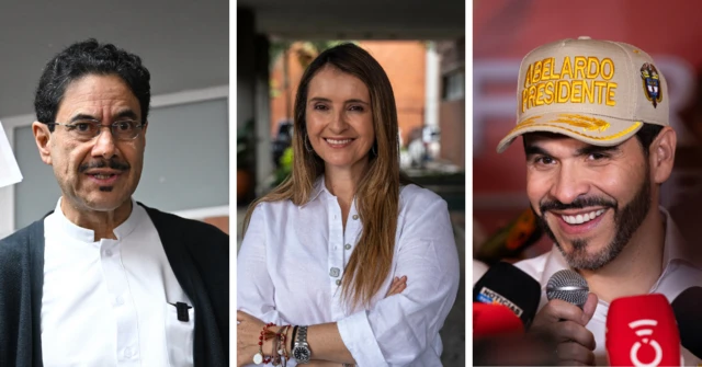 De izquierda a derecha: Iván Cepeda, Paloma Valencia y Abelardo de la Espriella, favoritos a la presidencia de Colombia según varias encuestas.