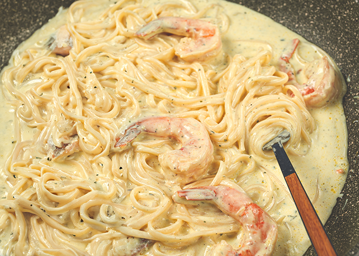 Pasta con camarones