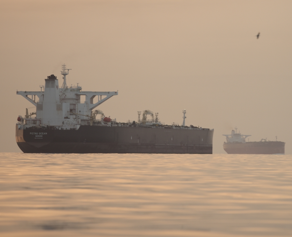 Petroleros anclados en el Estrecho de Ormuz. AP