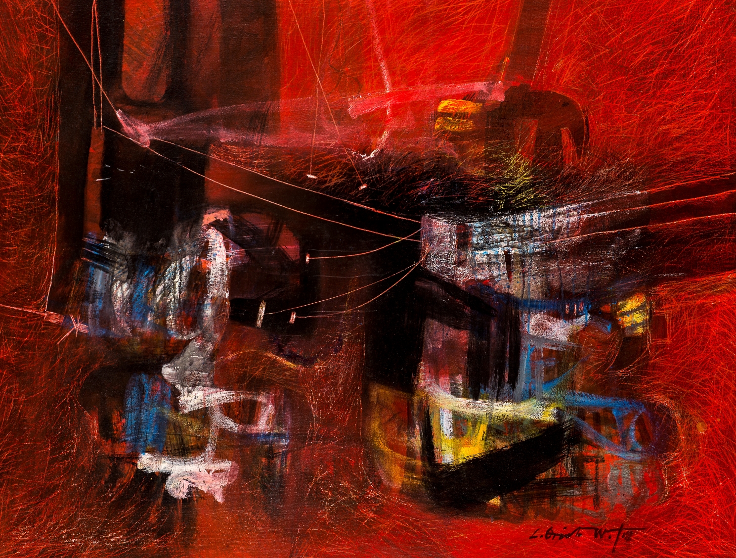 Luis Oviedo Weber. Trampa. Técnica mixta sobre lienzo, 40x50 pulgadas, 2018. ArteDom Foundation Collection, Inc.