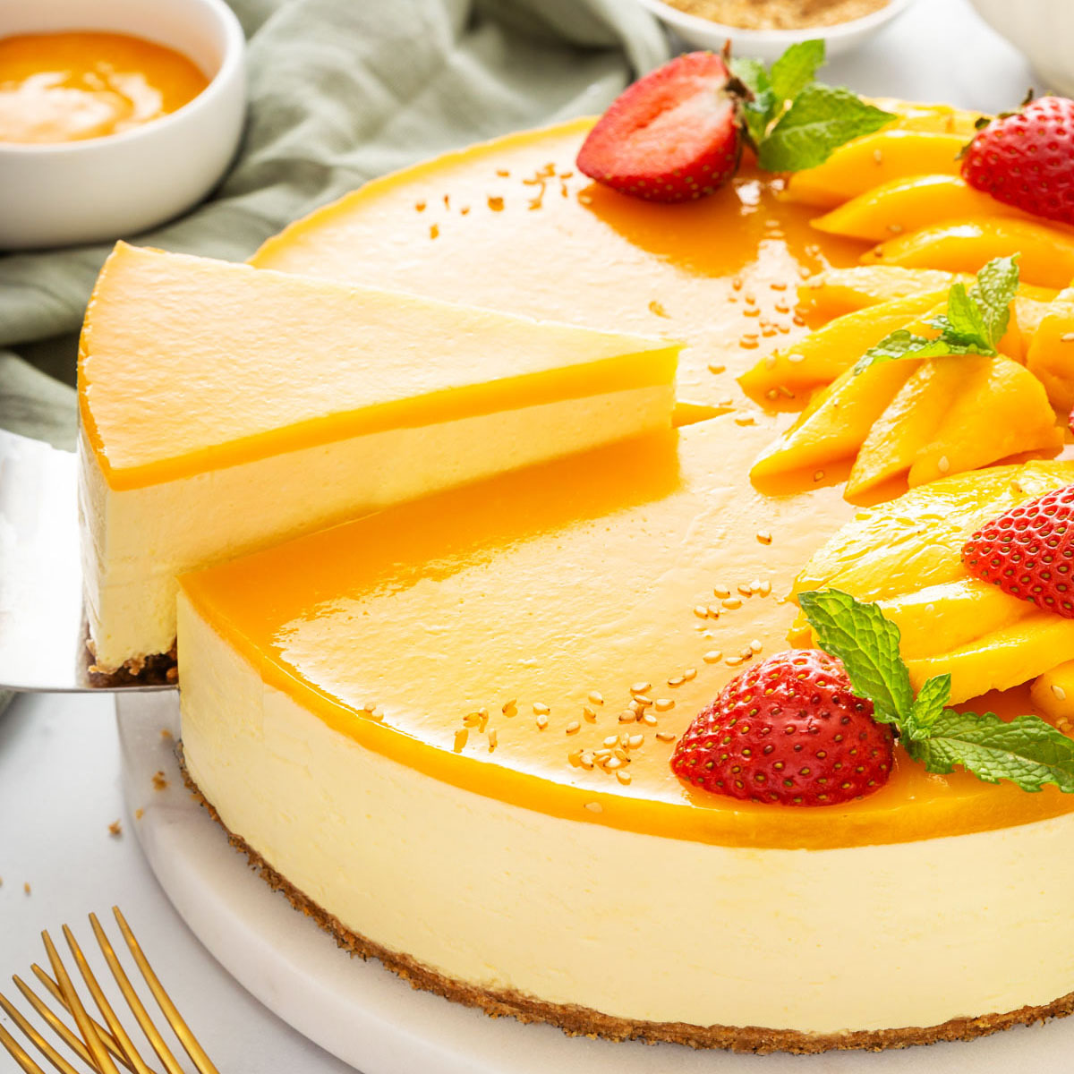 Tarta de queso y mango sin hornear