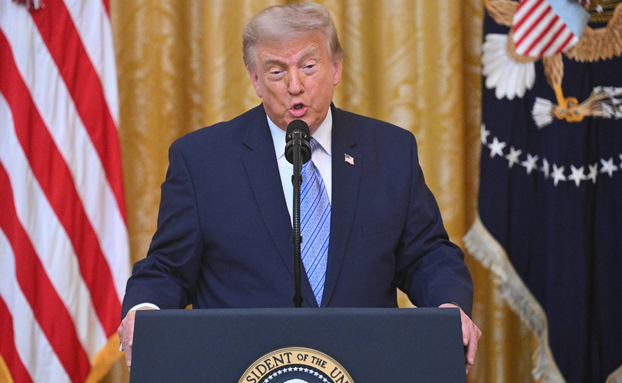 El presidente de Estados Unidos, Donald Trump, durante su discurso anoche.