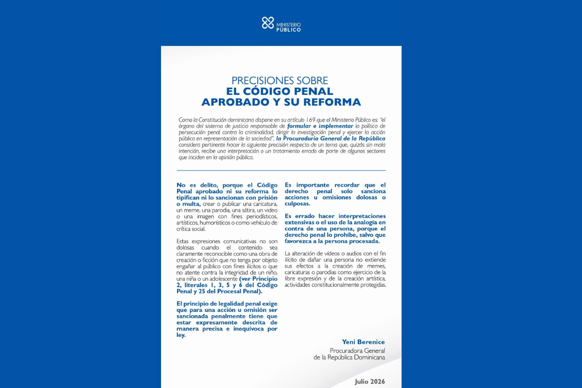 Ministerio Público aclara detalles sobre el nuevo Código Penal, memes, parodias y caricaturas