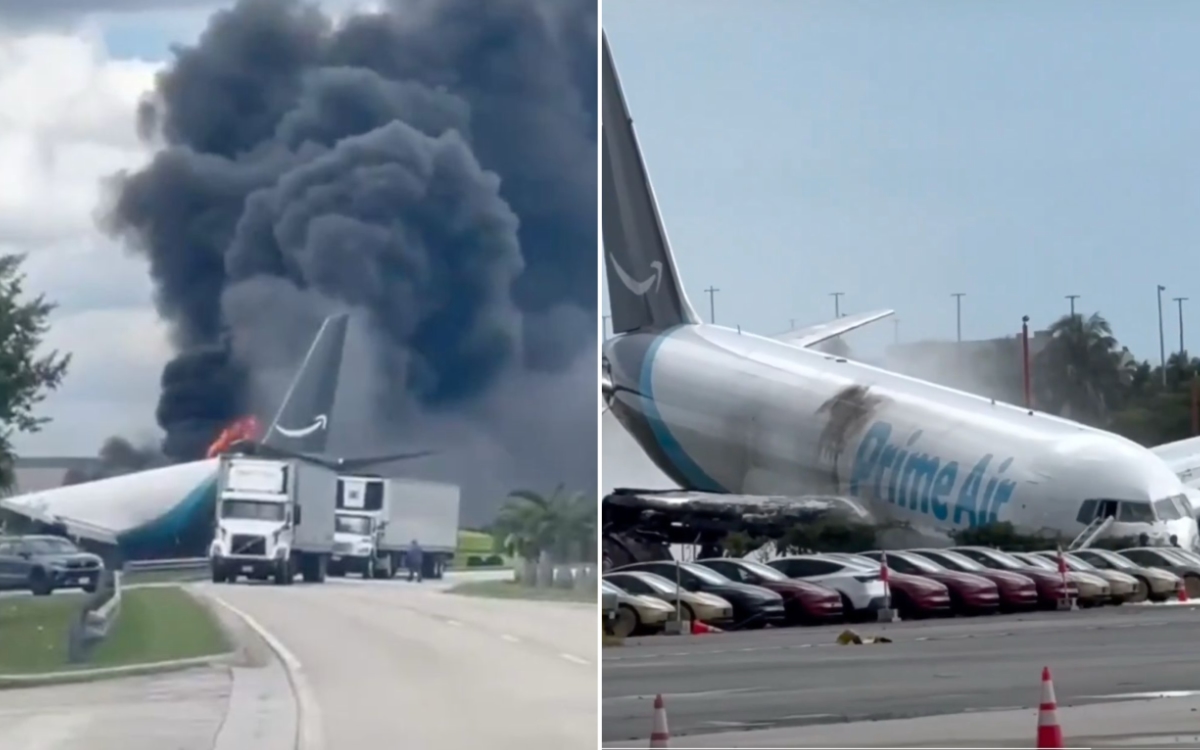 Incendian avión de carga de Amazon