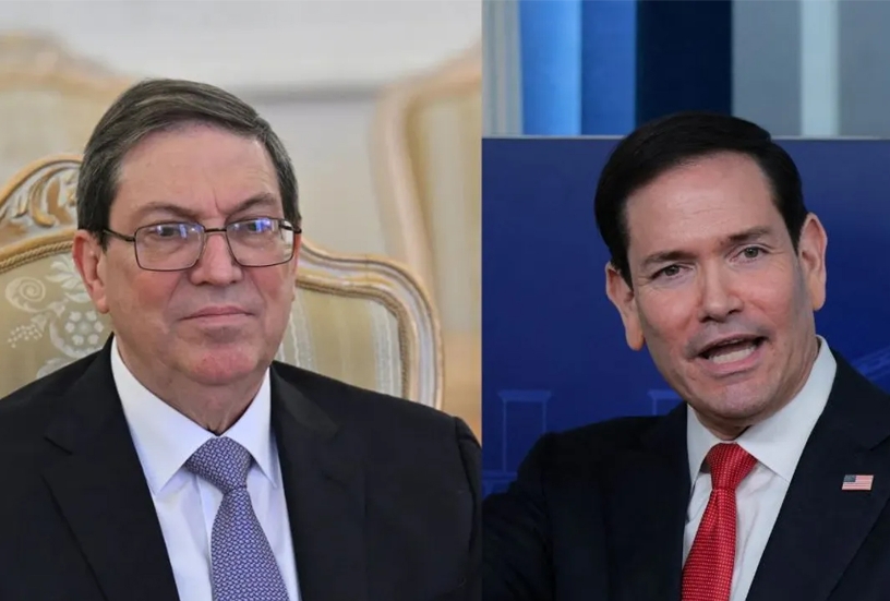 El ministro cubano de Asuntos Exteriores, Bruno Rodríguez, y Marco Rubio.