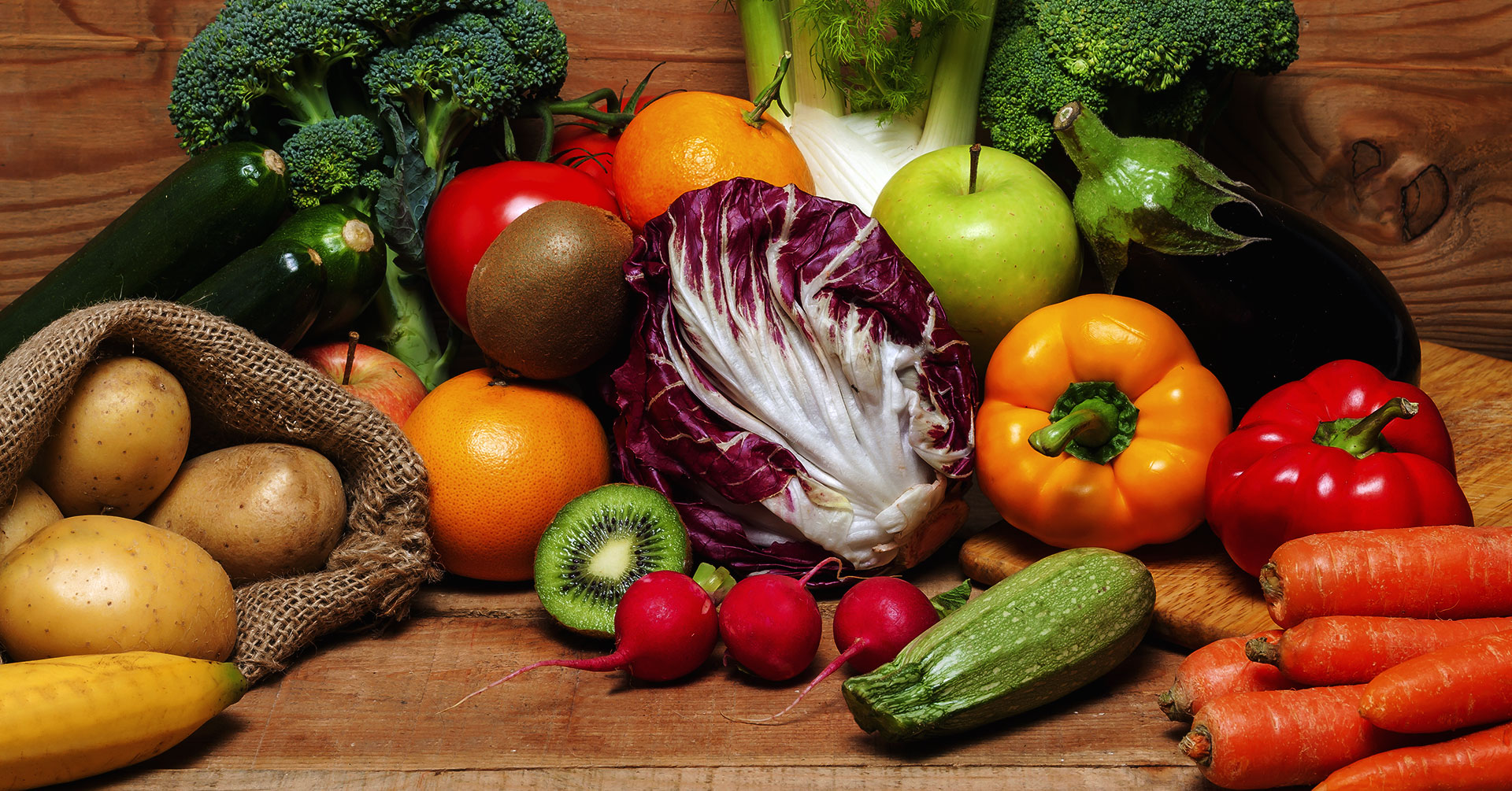 Frutas y verduras de colores intensos