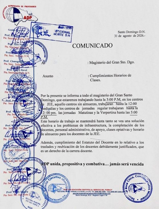 ADP desafía al Ministerio de Educación y recorta horarios escolares hasta que se resuelvan las fallas