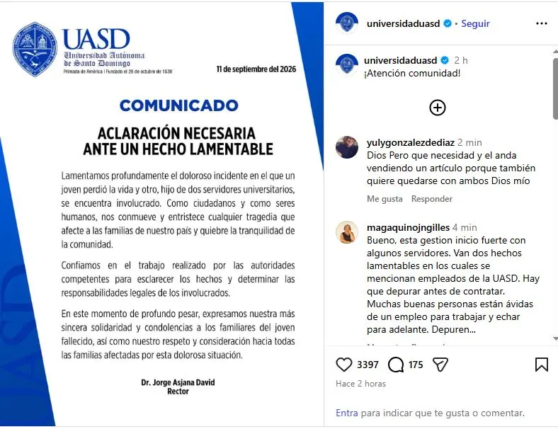 Joven asesinado en Los Praditos: esto dice la UASD sobre el joven vinculado al caso