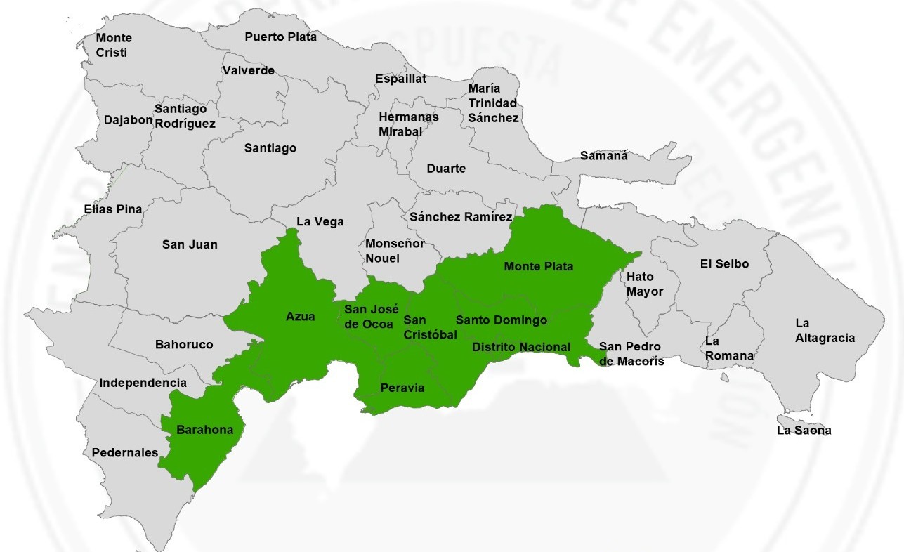 Siete provincias y el DN, en alerta verde por vaguada
