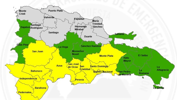 El mapa muestra casi todo el país bajo alerta.