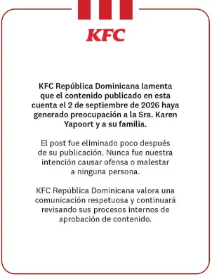 KFC se disculpa públicamente