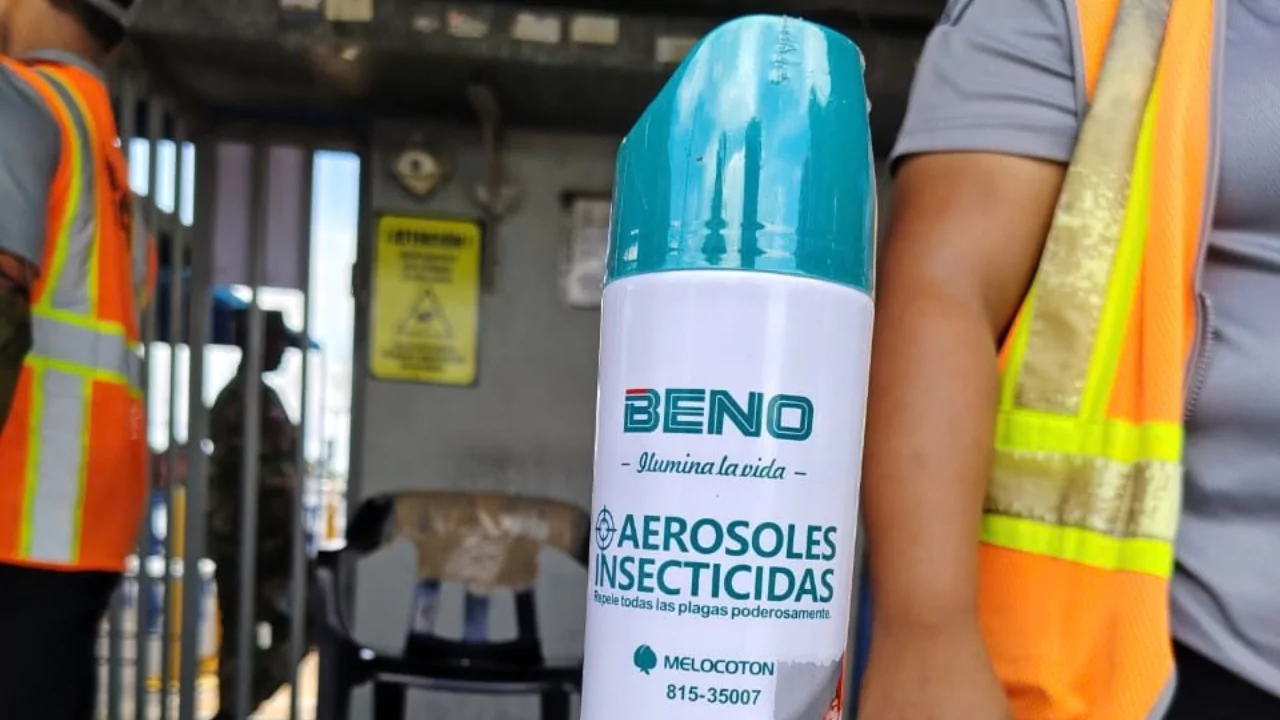 Lata de insecticida en aerosol durante operativo en Haina, donde Agricultura decomisó 66 toneladas por incumplimiento de requisitos