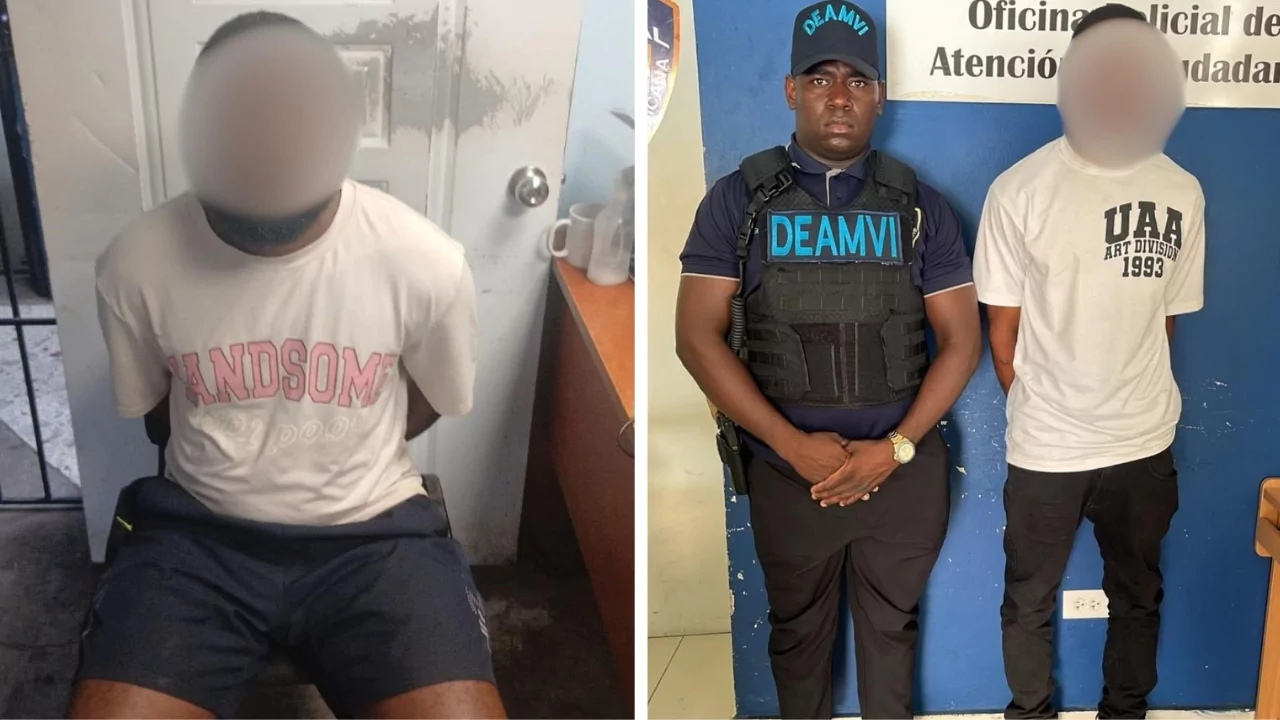 Dos detenidos vinculados por casos de violencia de género y doméstica, junto a un agente de la DEAMVI en Santo Domingo