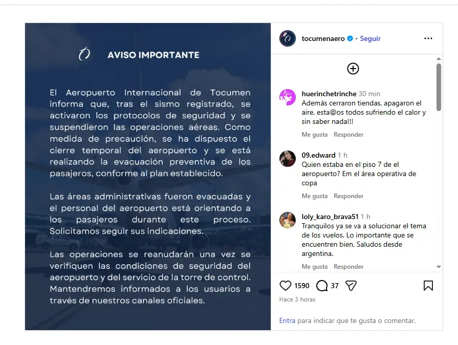 Sismo en Panamá obliga al cierre temporal del aeropuerto de Tocumen y a la evacuación de pasajeros